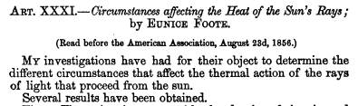 Eunice Foote climate discover 1856