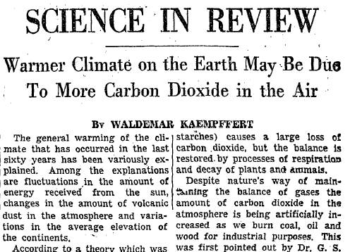 New York Times 1956 réchauffement climatique