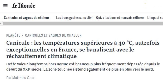 temperatures superieures a 40 en France