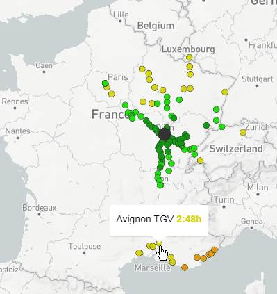 carte interactive sur les trajets directs en train en Europe