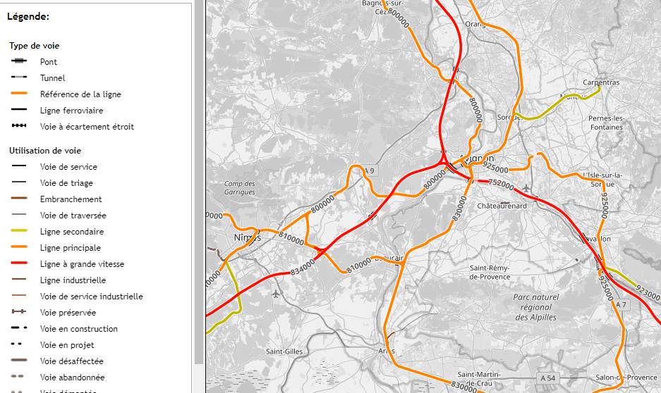 carte détaillée du réseau ferroviaire mondiale exemple Avignon